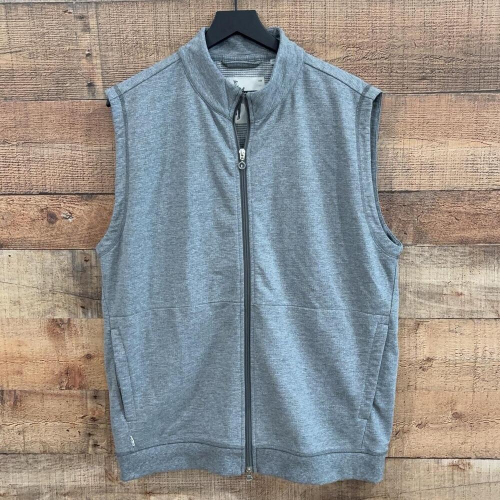 Linksoul Vest Mens Size L Gray Full Zip Golf Cotton Blend Knit Casual Top